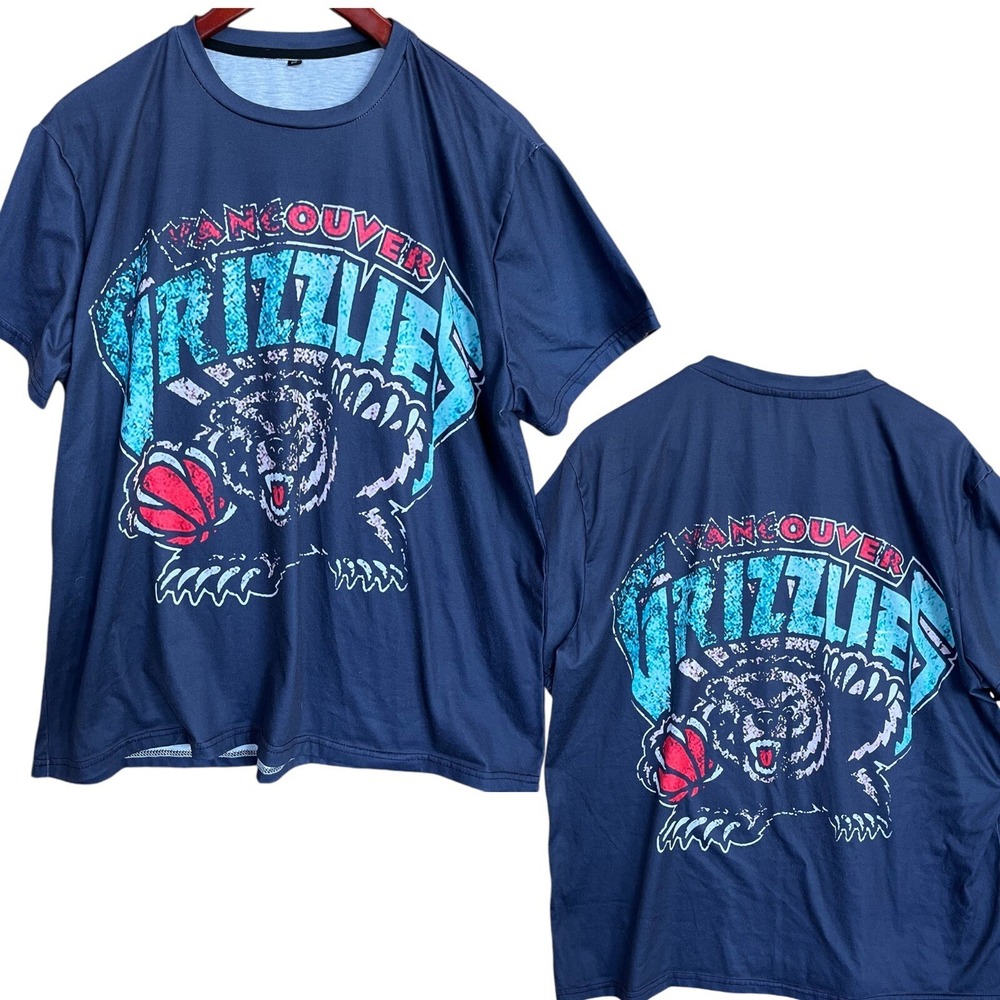 Vintage Vancouver Memphis Grizzlies NBA Tshirt Adult XL Blue Graphic Print Hoops